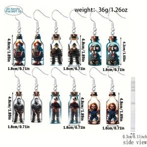 6x Horror Movie Serial Killer Halloween Theme Earrings